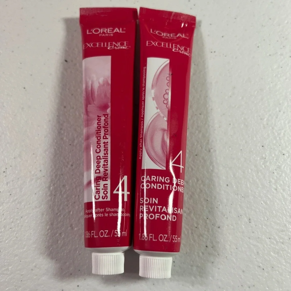Lot of 2 L'Oreal Excellence Creme 4 Caring Deep Conditioner Tubes 1.86 oz